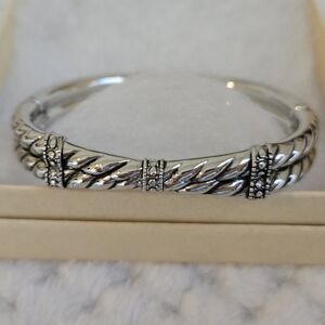 JJ JUDITH JACK STERLING SILVER MARCASITE BANGLE BRACELET, Gift Boxed #1